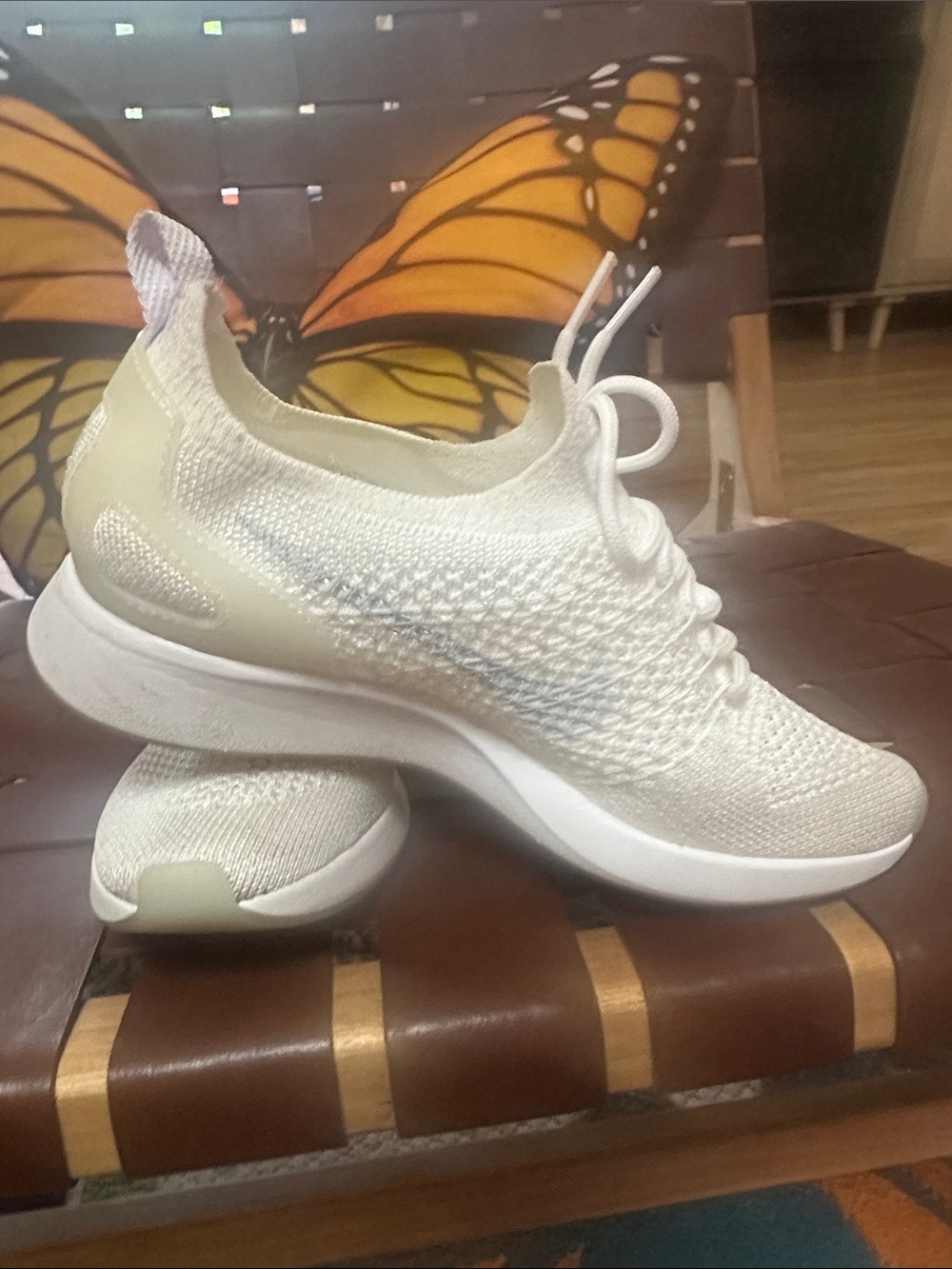 Nike Women's Cream Knit Lace-Up Sneakers